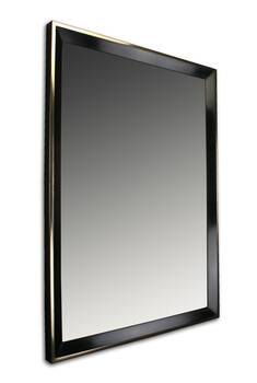 Rama do obrazów w czerni i złocie księżycowym 22K, wykonana z litego drewna, z ręcznym wykończeniem i detalami pozłacanymi na wodę.