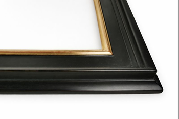 Czarna rama do obrazu częściowo pozłacana złotem 22 karat na czerwonej glince - detal bocznego kształtu