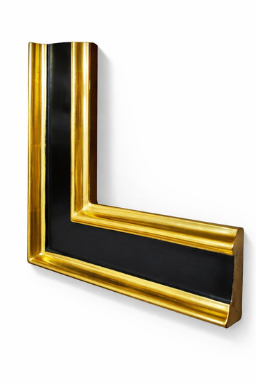 Czarna rama do obrazu częściowo złocona złotem płatkowym 23K, ręcznie wykonana z litego drewna, zbliżenie narożnika