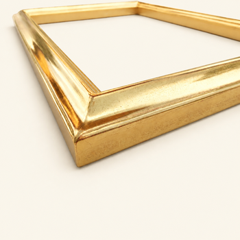Gold leaf frame seen at an angle – 17 mm rebate and convex water-gilded face
