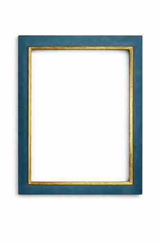 Rama do obrazu na wymiar, kolor granat morski, płaska listwa, złocony brzeg 23 K