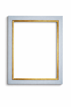 Rama do obrazu na wymiar, kolor jasnoniebieski, płaska listwa, złocony brzeg 23 K