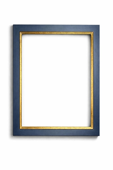 Rama do obrazu na wymiar, kolor granatowy, płaska listwa, złocony brzeg 23 K