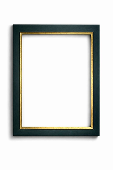 Rama do obrazu na wymiar, kolor zieleń głęboka, płaska listwa, złocony brzeg 23 K