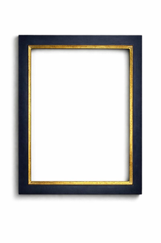 Rama do obrazu na wymiar, kolor czarny granat, płaska listwa, złocony brzeg 23 K