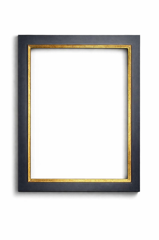 Rama do obrazu na wymiar, kolor szary ciemny, płaska listwa, złocony brzeg 23 K