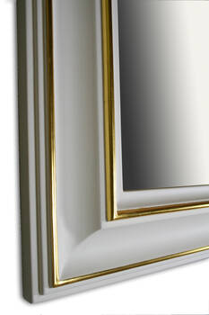 Lustro w białej ramie z dodatkiem złota 23.5 karat
