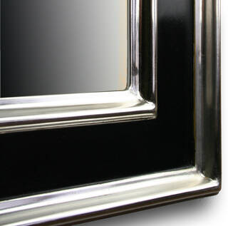 Lustro glamour w czarnej ramie z białym złotem