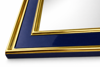 detal ramy lustra Nero Glam 23K – niebieska rama ze złoceniem 23K w stylu glamour