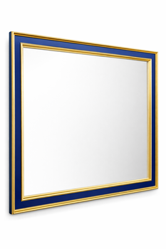 lustro dekoracyjne Nero Glam 23K w niebiesko-złotej ramie – prostokątne lustro ścienne na wymiar