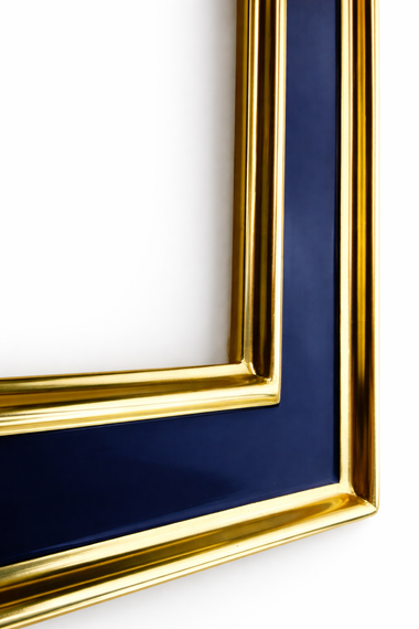 Lustro dekoracyjne w niebiesko-złotej ramie