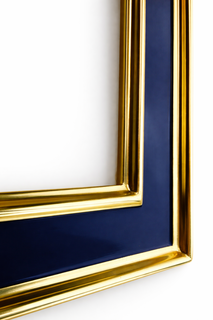 Lustro dekoracyjne w niebiesko-złotej ramie